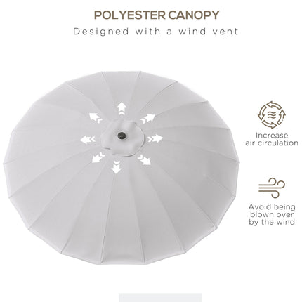 2.5m Outdoor Garden Parasol with Crank and Tilt Mechanism - Light Grey
