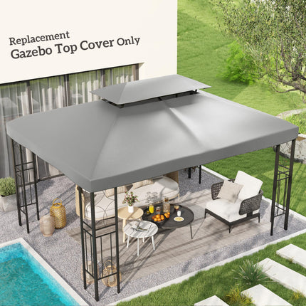 Replacement Gazebo Roof Canopy 2.9-3W x 3.9-4L m Durable UV Resistant - Light Grey