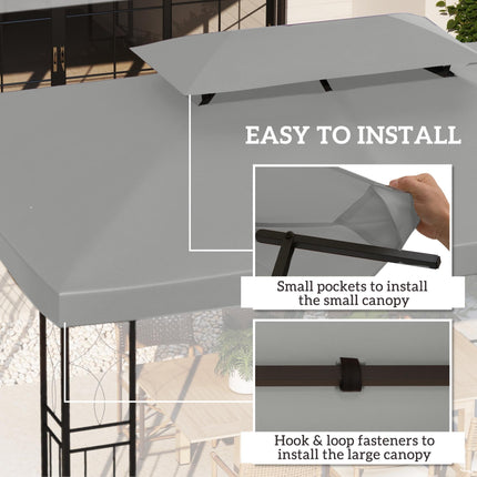 Replacement Gazebo Roof Canopy 2.9-3W x 3.9-4L m Durable UV Resistant - Light Grey