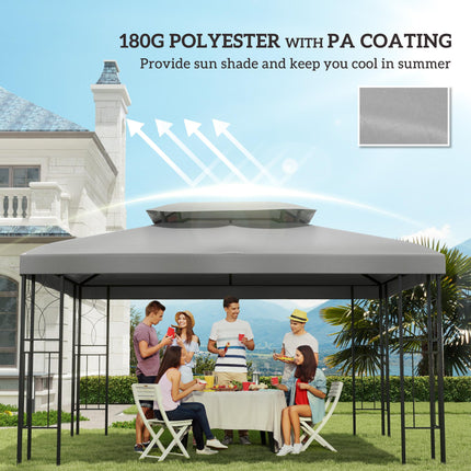 Replacement Gazebo Roof Canopy 2.9-3W x 3.9-4L m Durable UV Resistant - Light Grey