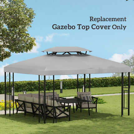 Replacement Gazebo Roof Canopy 2.9-3W x 3.9-4L m Durable UV Resistant - Light Grey