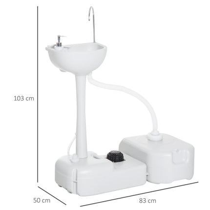 Portable Camping Hand Wash Sink with 17L Water Tank - Grey