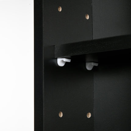 5-Tier Particle Board Wall-Mounted Glass Door Display Cabinet - Black