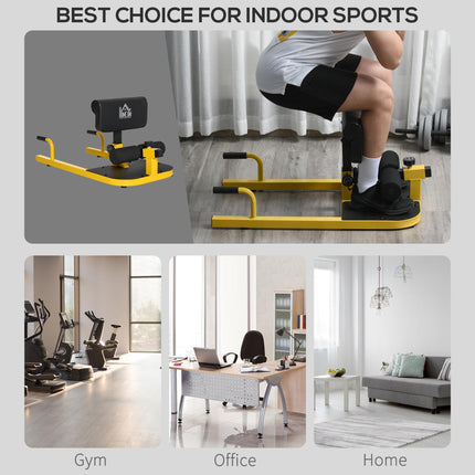 3-in-1 Padded Push Up, Sit Up & Deep Sissy Squat Machine for Home Gym Fitness - Yellow