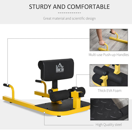 3-in-1 Padded Push Up, Sit Up & Deep Sissy Squat Machine for Home Gym Fitness - Yellow