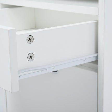 60cm Mobile Storage Cabinet with Drawer, Open Shelf & Metal Handles - White