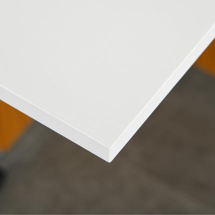 Folding Dining Table Writing Desk Workstation with Casters - Teak Colour White