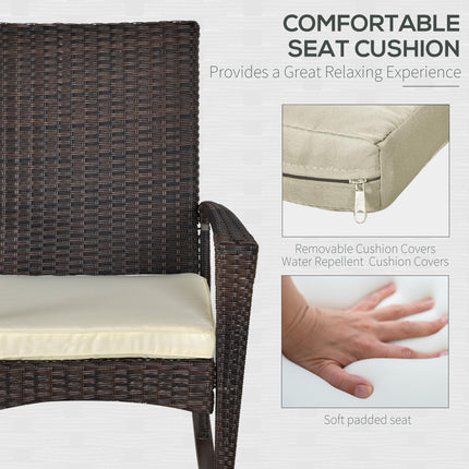 Rattan Outdoor Rocking Chair with Cushion Garden Patio Wicker Seater - Brown