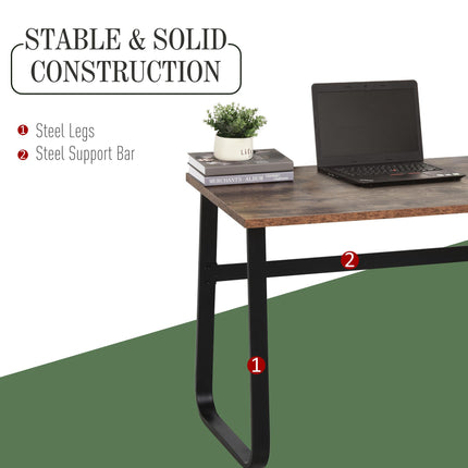 Writing Desk Workstation Center Laptop Table Industrial Design for Home Office Study - Brown Black
