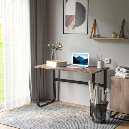 Writing Desk Workstation Center Laptop Table Industrial Design for Home Office Study - Brown Black