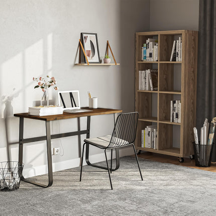 Writing Desk Workstation Center Laptop Table Industrial Design for Home Office Study - Brown Black