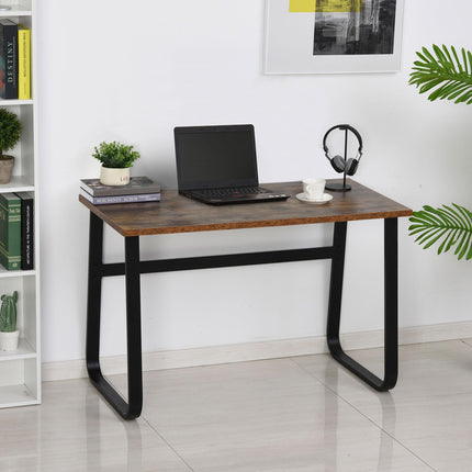 Writing Desk Workstation Center Laptop Table Industrial Design for Home Office Study - Brown Black