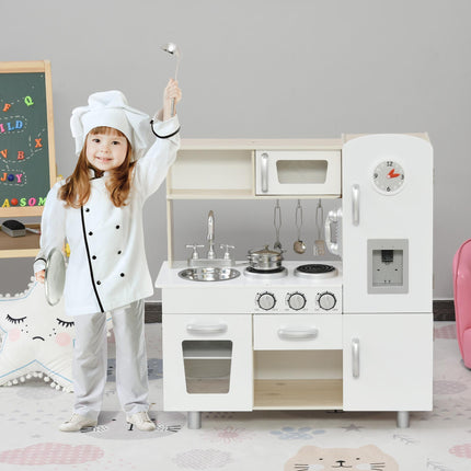 Kids Kitchen Playset with Luxury Accessories, Telephone & Ice Machine - White
