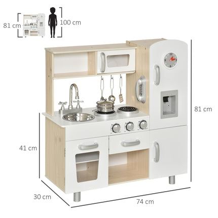 Kids Kitchen Playset with Luxury Accessories, Telephone & Ice Machine - White