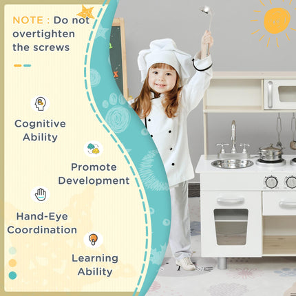 Kids Kitchen Playset with Luxury Accessories, Telephone & Ice Machine - White