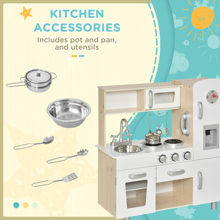 Kids Kitchen Playset with Luxury Accessories, Telephone & Ice Machine - White