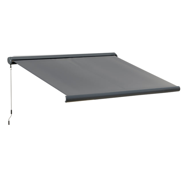Electric Motorised Retractable Patio Awning with Remote Control - Grey