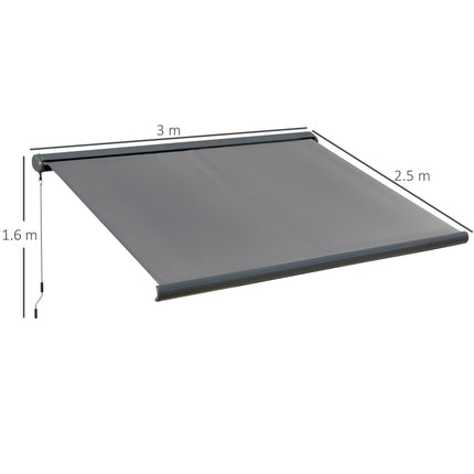 Electric Motorised Retractable Patio Awning with Remote Control - Grey