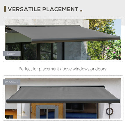 Electric Motorised Retractable Patio Awning with Remote Control - Grey