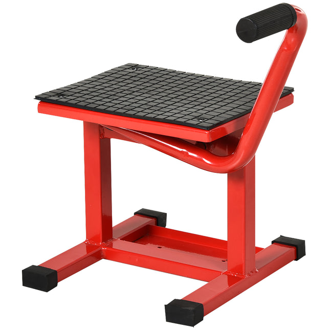 Manual Steel Motorcycle Repair Lift Stand 150kg Capacity - Red