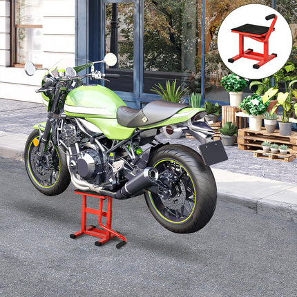 Manual Steel Motorcycle Repair Lift Stand 150kg Capacity - Red
