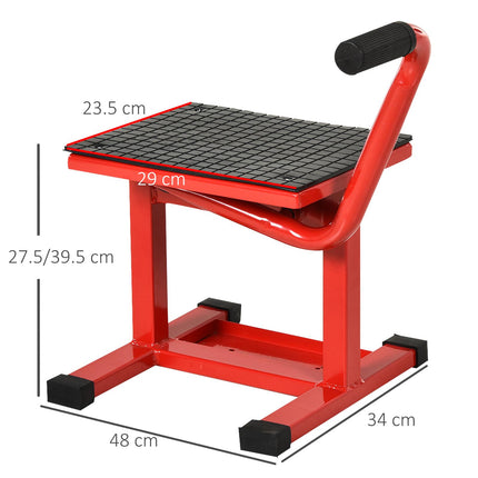 Manual Steel Motorcycle Repair Lift Stand 150kg Capacity - Red