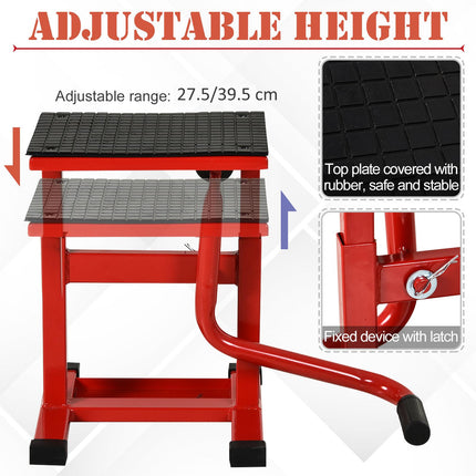 Manual Steel Motorcycle Repair Lift Stand 150kg Capacity - Red