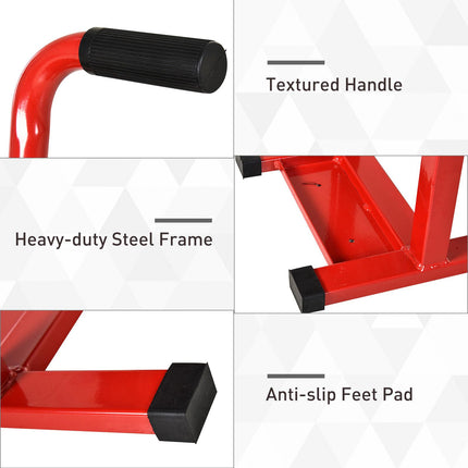 Manual Steel Motorcycle Repair Lift Stand 150kg Capacity - Red