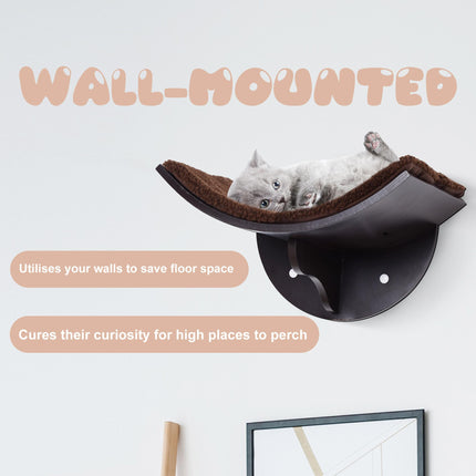 Wood Cat Shelves, Wall-Mounted Cat Shelter, Curved Kitten Bed Perch Climber Furn