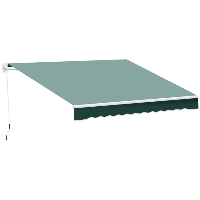 2.5m x 2m Manual Retractable Garden Patio Awning Canopy with Winding Handle - Green