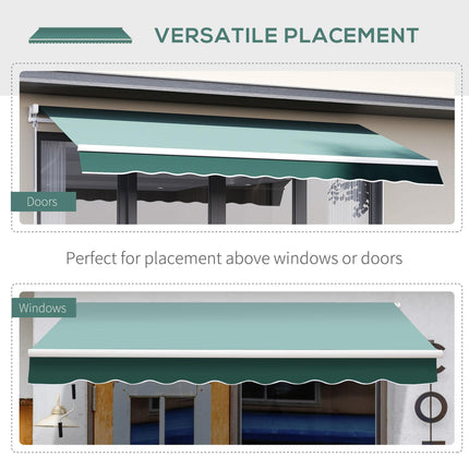 2.5m x 2m Manual Retractable Garden Patio Awning Canopy with Winding Handle - Green