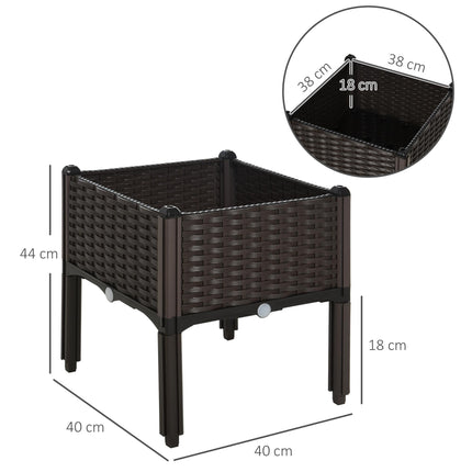 Garden Raised Bed Elevated Patio Planter Box with Self-Watering System - Brown