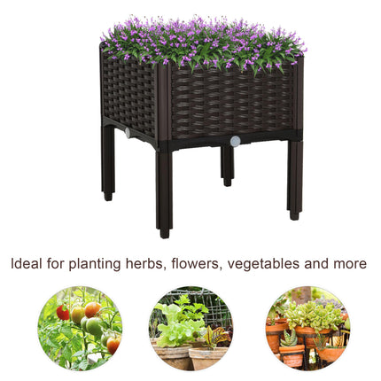 Garden Raised Bed Elevated Patio Planter Box with Self-Watering System - Brown