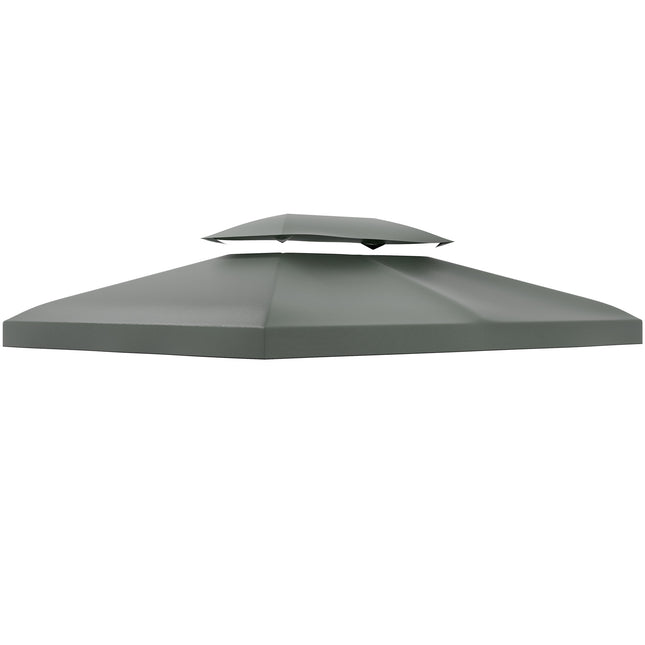 Replacement Gazebo Canopy Roof 2.9-3W x 3.9-4L m UV Resistant Polyester - Deep Grey
