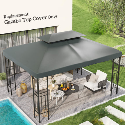 Replacement Gazebo Canopy Roof 2.9-3W x 3.9-4L m UV Resistant Polyester - Deep Grey