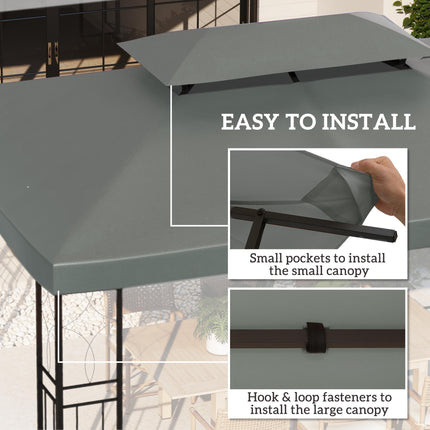Replacement Gazebo Canopy Roof 2.9-3W x 3.9-4L m UV Resistant Polyester - Deep Grey