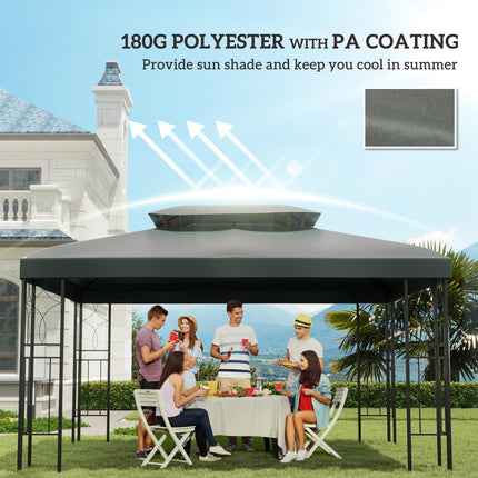 Replacement Gazebo Canopy Roof 2.9-3W x 3.9-4L m UV Resistant Polyester - Deep Grey