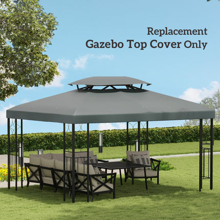 Replacement Gazebo Canopy Roof 2.9-3W x 3.9-4L m UV Resistant Polyester - Deep Grey