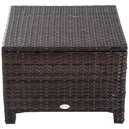 Rattan Footstool with Padded Water-Resistant Cushion - Brown
