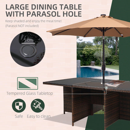 10 Seater Rattan Cube Garden Furniture Set with Parasol Hole, Rattan Dining Set