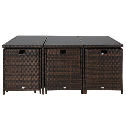 10 Seater Rattan Cube Garden Furniture Set with Parasol Hole, Rattan Dining Set