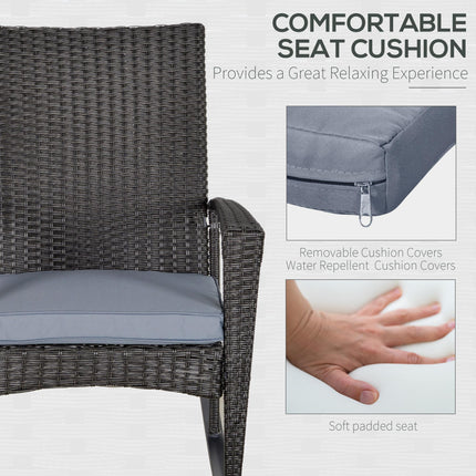 Outdoor PE Rattan Rocking Chair, Garden Rocking Chair Set with Armrest and Cushi