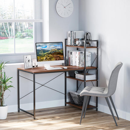 Computer Desk with Storage Shelves on Left or Right, Industrial Reversible Writi