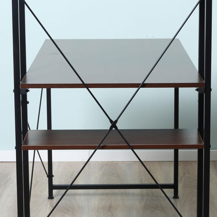 Computer Desk with Storage Shelves on Left or Right, Industrial Reversible Writi