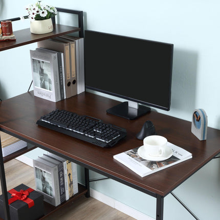 Computer Desk with Storage Shelves on Left or Right, Industrial Reversible Writi