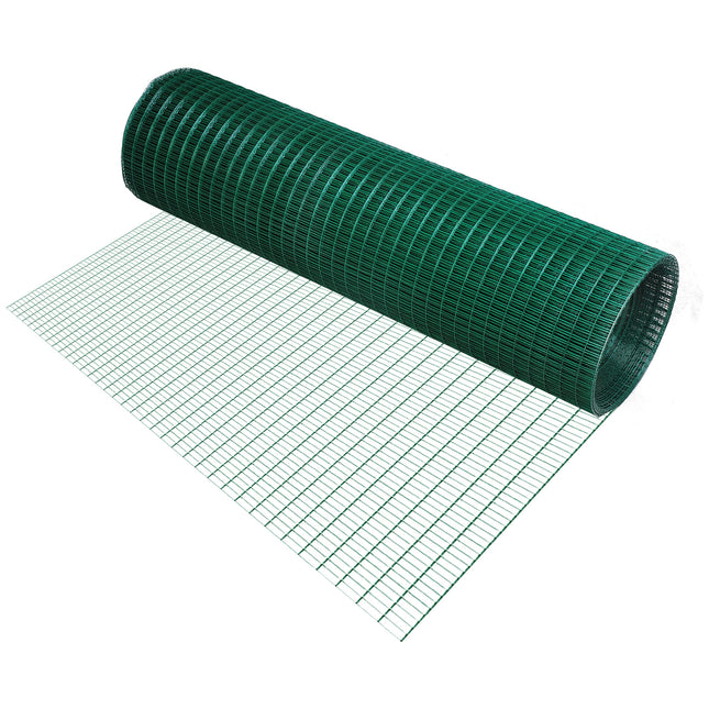 PVC Coated Welded Wire Mesh Fencing 30m x 90cm for Poultry, Pets & Garden - Dark Green