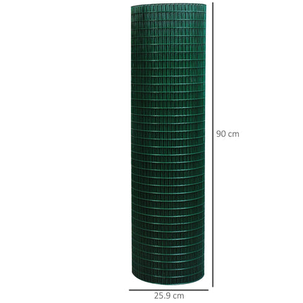 PVC Coated Welded Wire Mesh Fencing 30m x 90cm for Poultry, Pets & Garden - Dark Green