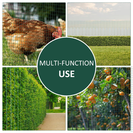 PVC Coated Welded Wire Mesh Fencing 30m x 90cm for Poultry, Pets & Garden - Dark Green