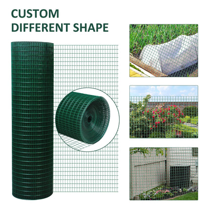 PVC Coated Welded Wire Mesh Fencing 30m x 90cm for Poultry, Pets & Garden - Dark Green