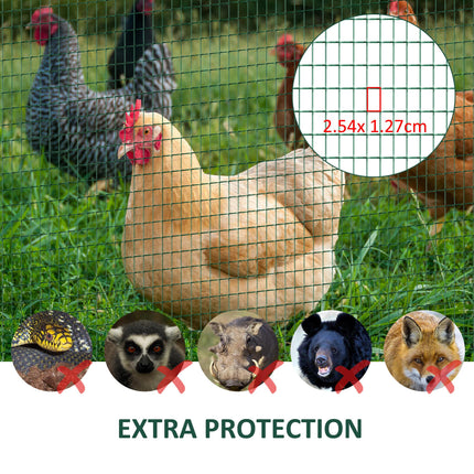 PVC Coated Welded Wire Mesh Fencing 30m x 90cm for Poultry, Pets & Garden - Dark Green